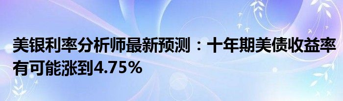 美银利率分析师最新预测:十年期美债收益率有可能涨到4.75%