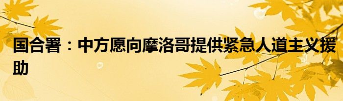 国合署:中方愿向摩洛哥提供紧急人道主义援助