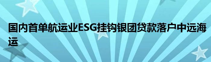 国内首单航运业ESG挂钩银团贷款落户中远海运