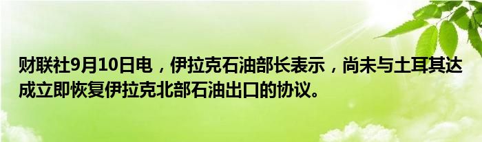 财联社9月10日电,伊拉克石油部长表示,尚未与土耳其达成立即恢复伊拉克北部石油出口的协议。