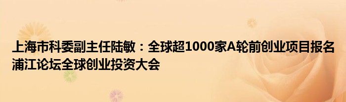 上海市科委副主任陆敏:全球超1000家A轮前创业项目报名浦江论坛全球创业投资大会