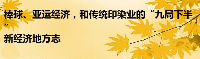 棒球、亚运经济,和传统印染业的“九局下半”|新经济地方志