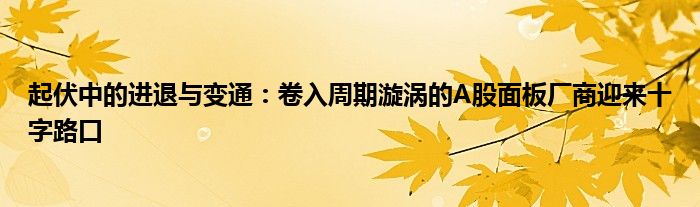 起伏中的进退与变通:卷入周期漩涡的A股面板厂商迎来十字路口