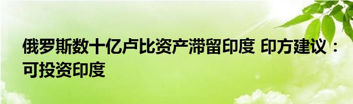 俄罗斯数十亿卢比资产滞留印度 印方建议:可投资印度