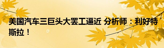 美国汽车三巨头大罢工逼近 分析师:利好特斯拉!