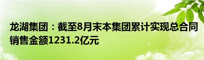 龙湖集团:截至8月末本集团累计实现总合同销售金额1231.2亿元