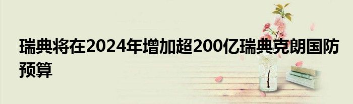 瑞典将在2024年增加超200亿瑞典克朗国防预算