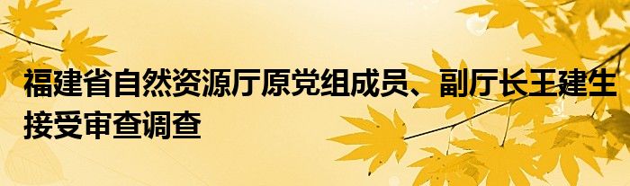 福建省自然资源厅原党组成员、副厅长王建生接受审查调查