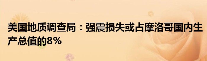 美国地质调查局:强震损失或占摩洛哥国内生产总值的8%