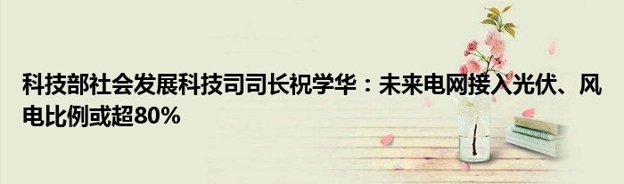 科技部社会发展科技司司长祝学华:未来电网接入光伏、风电比例或超80%