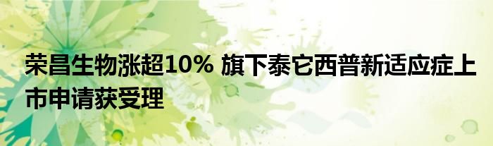 荣昌生物涨超10% 旗下泰它西普新适应症上市申请获受理