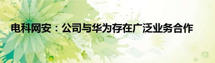 电科网安:公司与华为存在广泛业务合作