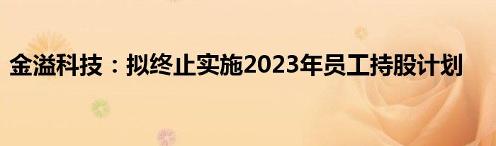 金溢科技:拟终止实施2023年员工持股计划