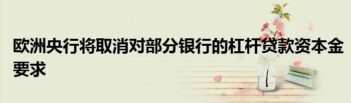 欧洲央行将取消对部分银行的杠杆贷款资本金要求