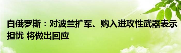 白俄罗斯:对波兰扩军、购入进攻性武器表示担忧 将做出回应