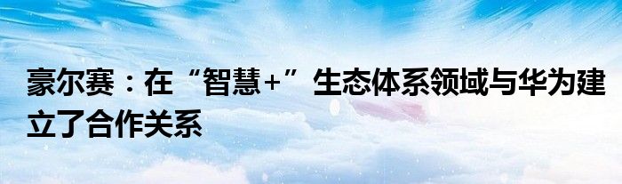 豪尔赛:在“智慧+”生态体系领域与华为建立了合作关系