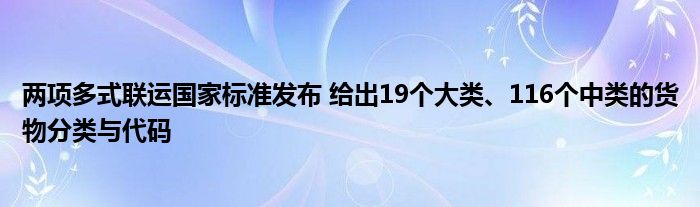 两项多式联运国家标准发布 给出19个大类、116个中类的货物分类与代码