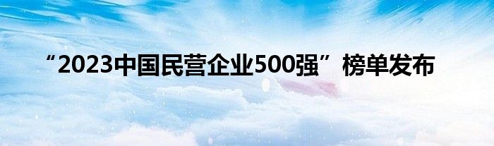 “2023中国民营企业500强”榜单发布