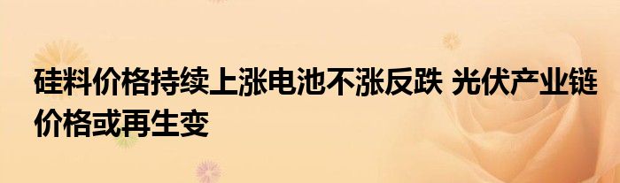 硅料价格持续上涨电池不涨反跌 光伏产业链价格或再生变