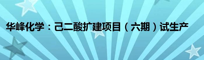 华峰化学:己二酸扩建项目(六期)试生产