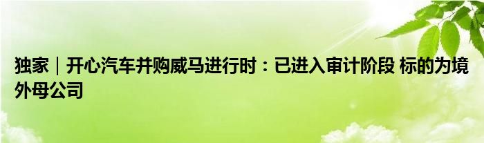 独家|开心汽车并购威马进行时:已进入审计阶段 标的为境外母公司