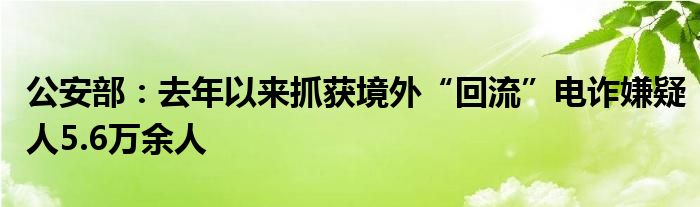 公安部:去年以来抓获境外“回流”电诈嫌疑人5.6万余人