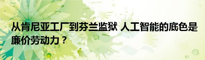 从肯尼亚工厂到芬兰监狱 人工智能的底色是廉价劳动力?