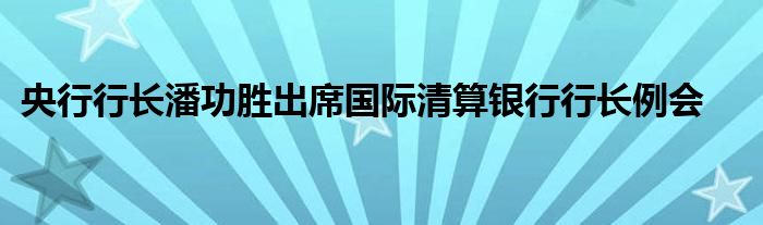 央行行长潘功胜出席国际清算银行行长例会