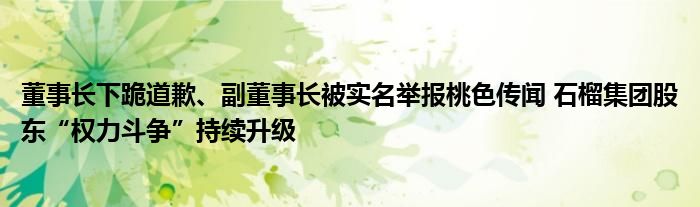 董事长下跪道歉、副董事长被实名举报桃色传闻 石榴集团股东“权力斗争”持续升级