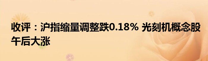 收评:沪指缩量调整跌0.18% 光刻机概念股午后大涨