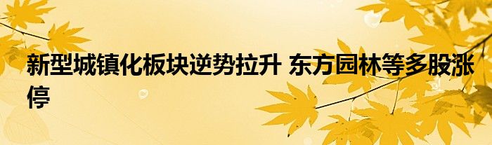 新型城镇化板块逆势拉升 东方园林等多股涨停