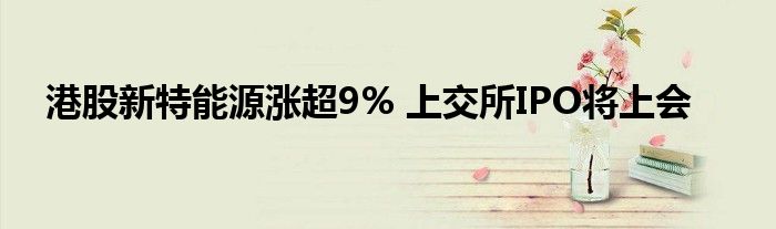 港股新特能源涨超9% 上交所IPO将上会