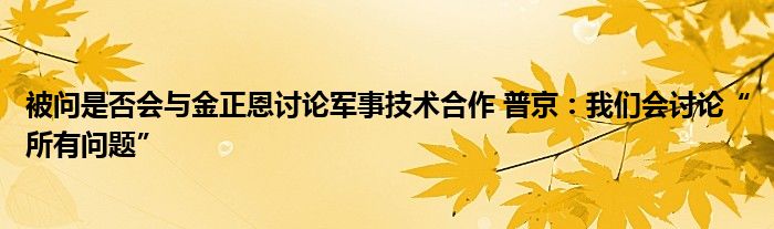 被问是否会与金正恩讨论军事技术合作 普京:我们会讨论“所有问题”