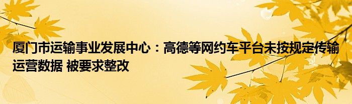 厦门市运输事业发展中心:高德等网约车平台未按规定传输运营数据 被要求整改