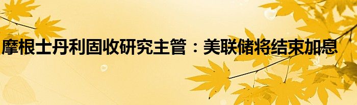摩根士丹利固收研究主管:美联储将结束加息