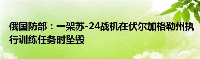 俄国防部:一架苏-24战机在伏尔加格勒州执行训练任务时坠毁