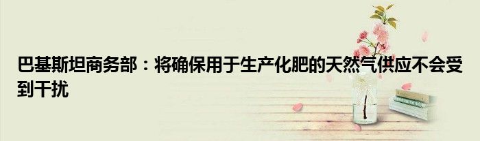 巴基斯坦商务部:将确保用于生产化肥的天然气供应不会受到干扰