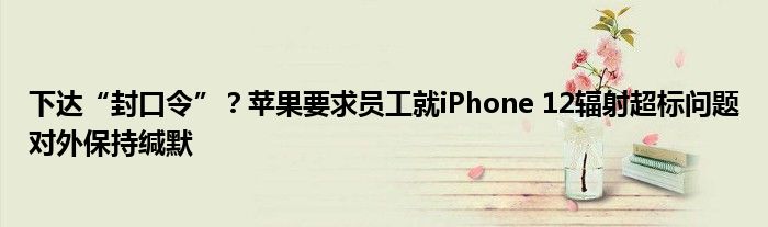 下达“封口令”?苹果要求员工就iPhone 12辐射超标问题对外保持缄默