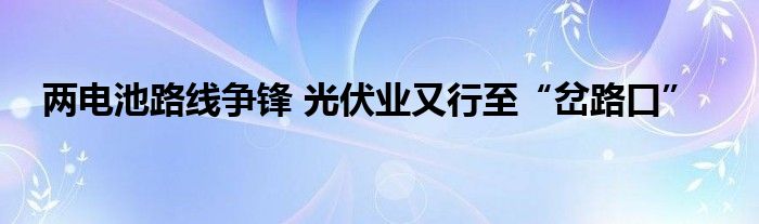 两电池路线争锋 光伏业又行至“岔路口”