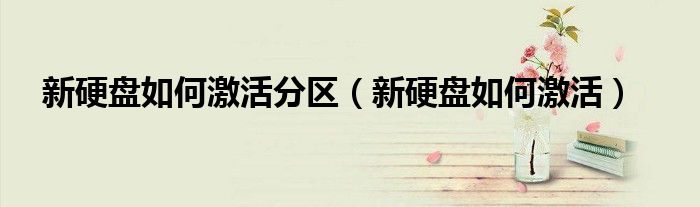 新硬盘如何激活分区(新硬盘如何激活)