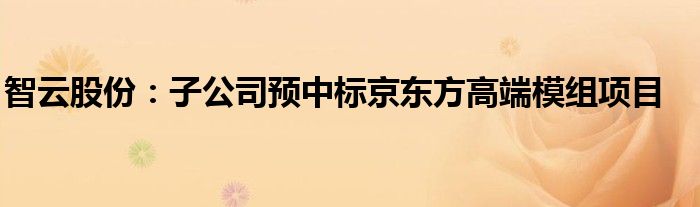 智云股份:子公司预中标京东方高端模组项目