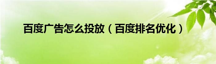 百度广告怎么投放(百度排名优化)