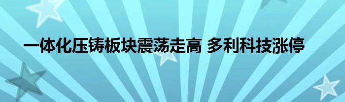 一体化压铸板块震荡走高 多利科技涨停