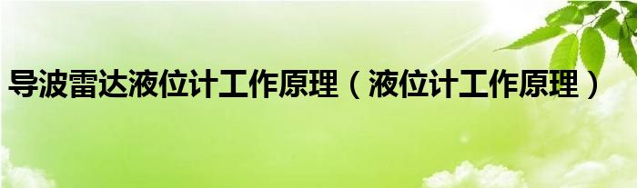 导波雷达液位计工作原理(液位计工作原理)