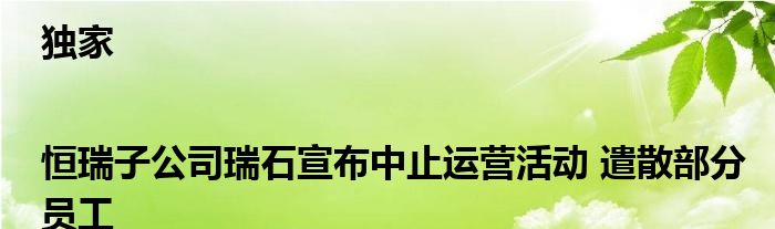 独家|恒瑞子公司瑞石宣布中止运营活动 遣散部分员工