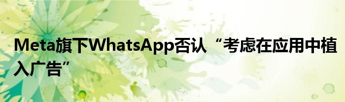 Meta旗下WhatsApp否认“考虑在应用中植入广告”