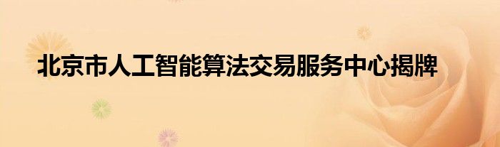 北京市人工智能算法交易服务中心揭牌