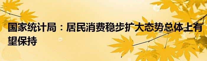 国家统计局:居民消费稳步扩大态势总体上有望保持