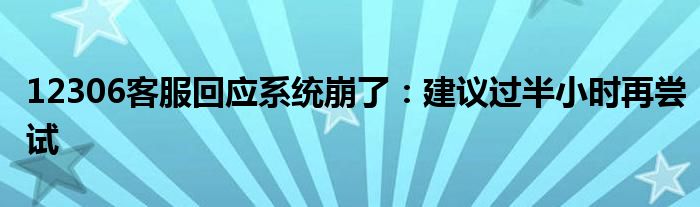12306客服回应系统崩了:建议过半小时再尝试