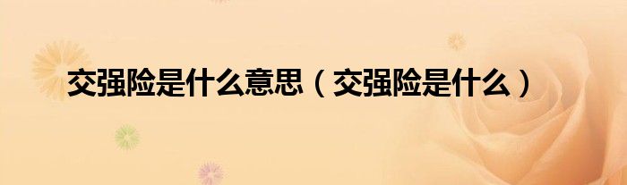 交强险是什么意思(交强险是什么)